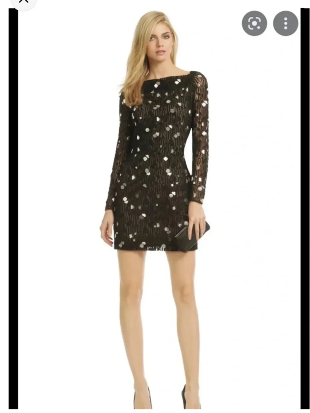 Diane von Furstenberg New Zarita‎ Silver Bubbles Black Mini Dress Size 0